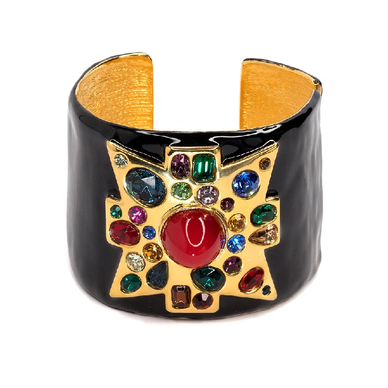 Limited-Time Jewelry Sale – Don't Miss These Deals Black Enamel Maltese Cross Cuff