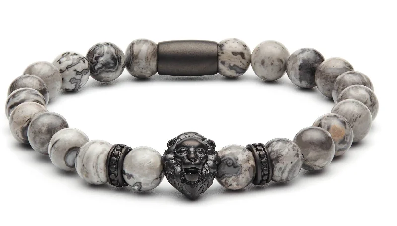 Black Matte Lion - Grey Jasper