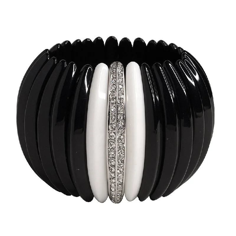Luxury Jewelry At Unbeatable Discounts Black & White Stretch Cuff Bracelet