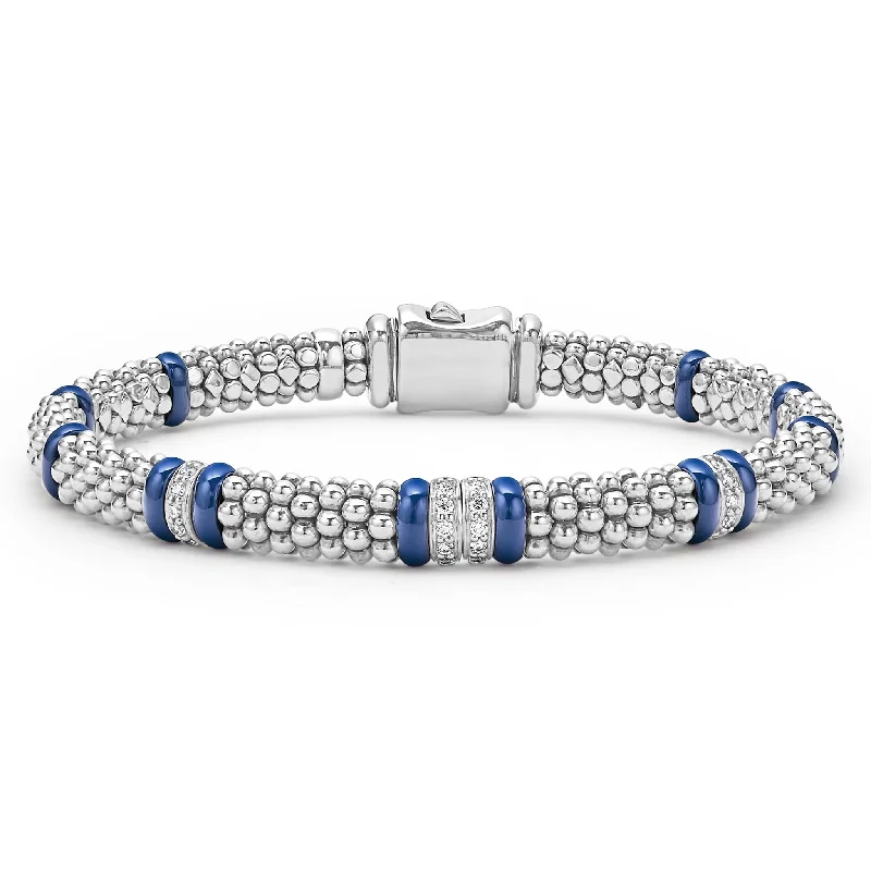 Blue Caviar Four Station Diamond Caviar Bracelet | 6mm