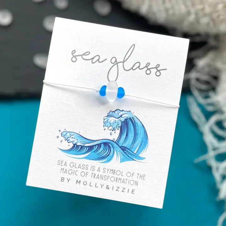Shop Signature Jewelry Styles At Exclusive Prices Blue & White Seaglass Bracelet, Adjustable White String