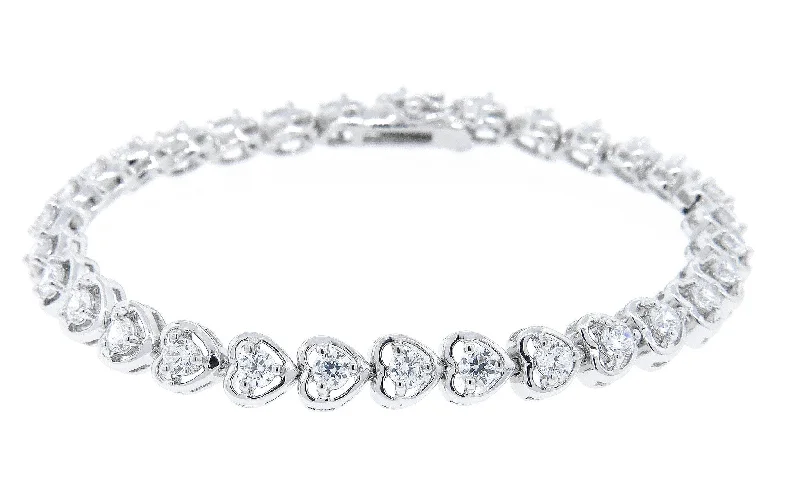 Unmissable Deals On Handmade Jewelry Collections Rosalie 18k White Gold Plated Heart Tennis Bracelet with Simulated Diamond Crystals