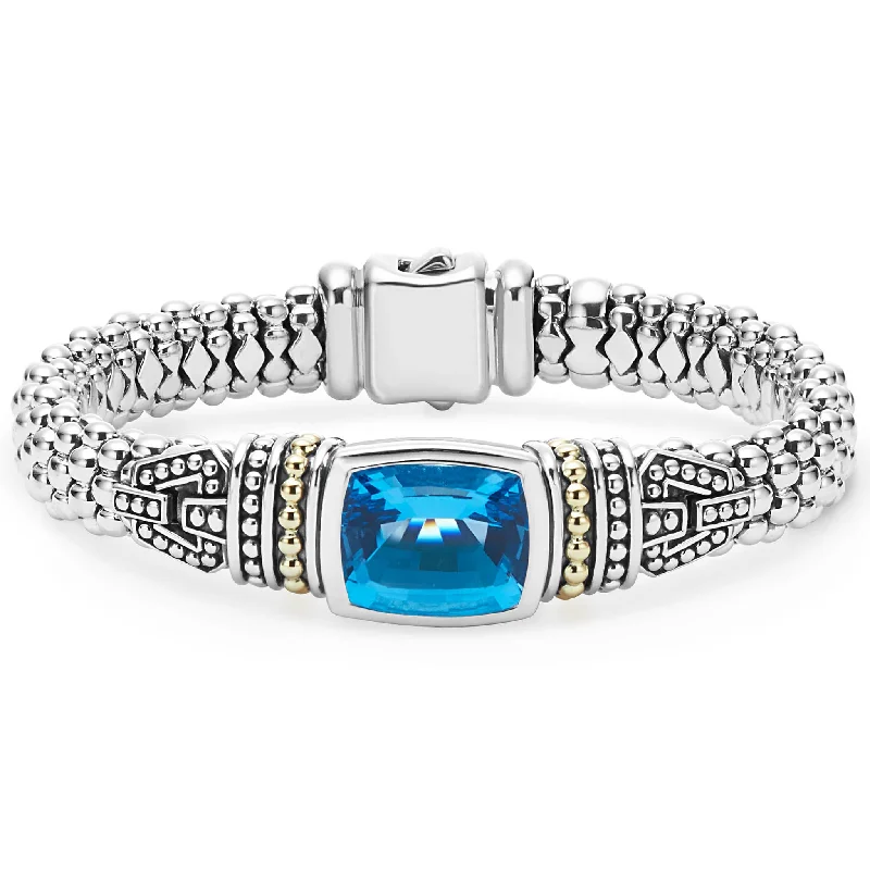 Bohemian-Inspired Jewelry For Free-Spirited Fashion Caviar Color Swiss Blue Topaz Caviar Bracelet | 9mm