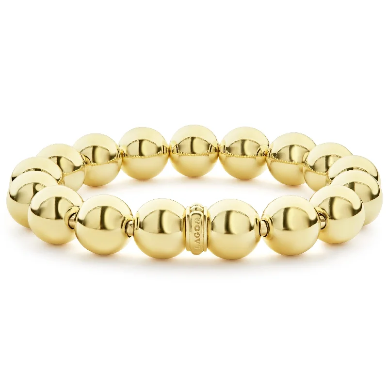 Waterproof Stainless Steel Jewelry For Lasting Beauty Caviar Gold 18K Gold Bead Bracelet 12mm
