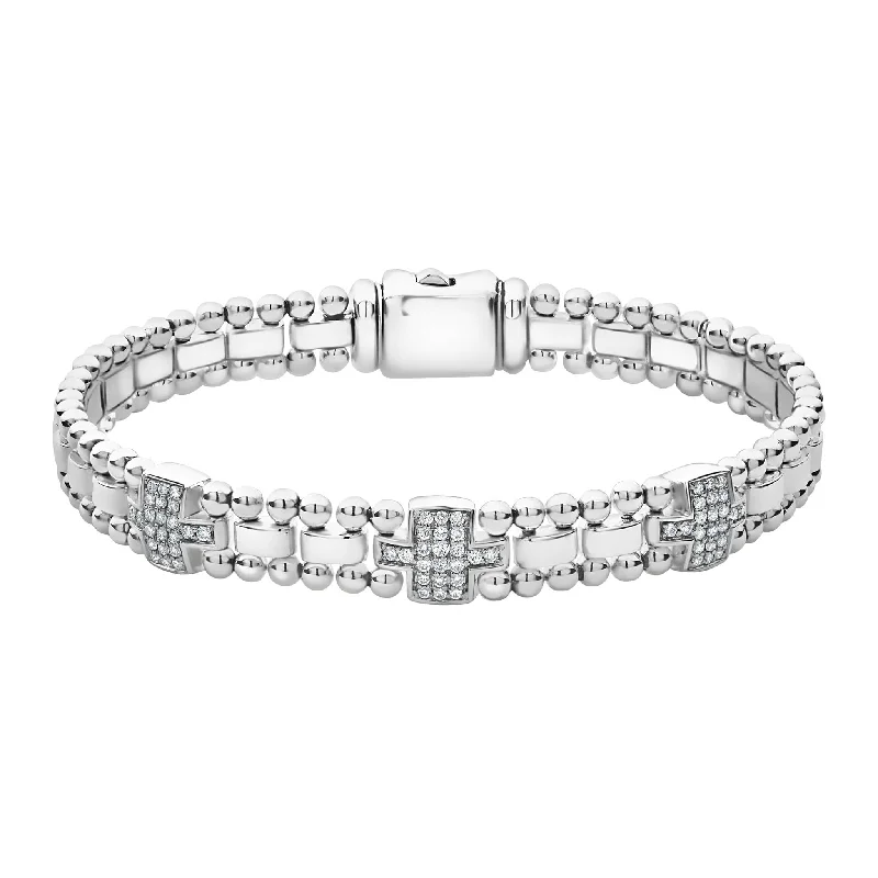 Stunning Jewelry At Even More Stunning Prices Caviar Spark Three Station Diamond Link Bracelet