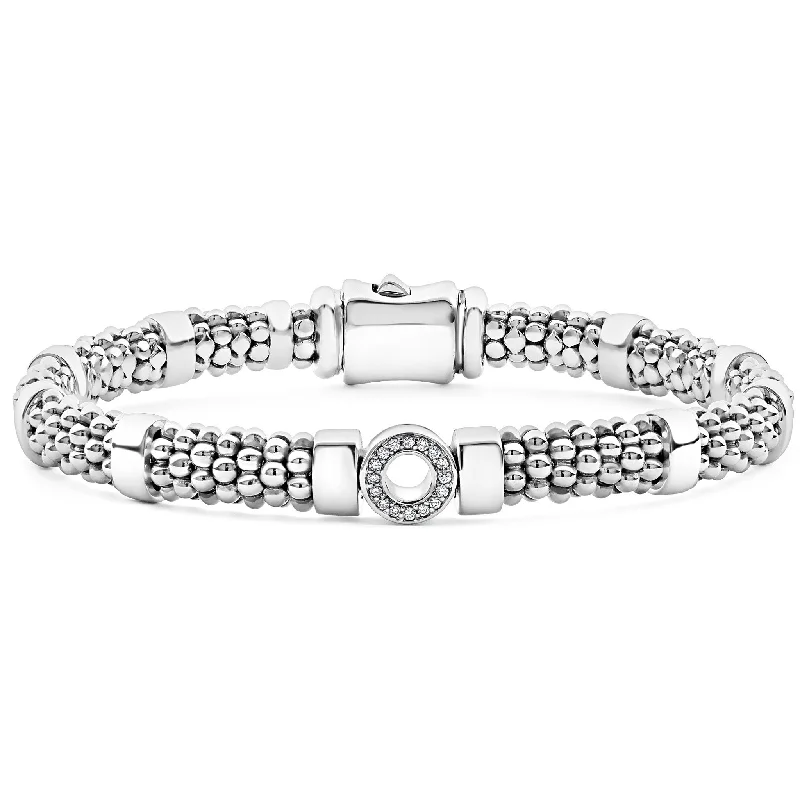 Caviar Spark Small Single Station Diamond Circle Caviar Bracelet | 6mm