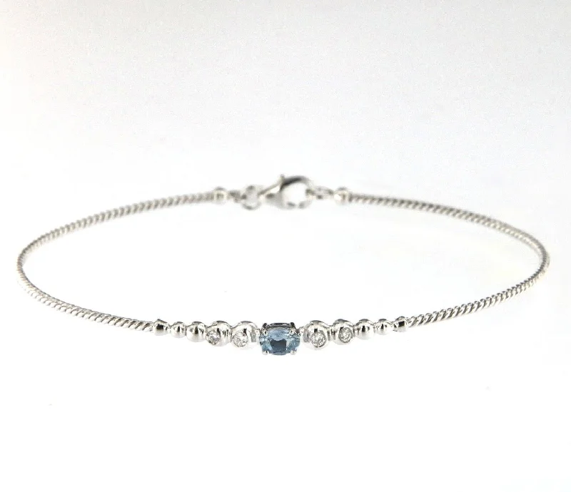 Shop Dazzling Jewelry At The Best Prices Bubble 18K White Gold Bracelet w. Diamonds & Blue Aquamarine