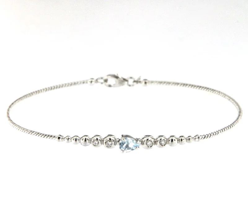 Grab Your Favorite Jewelry At The Lowest Prices Bubble 18K White Gold Bracelet w. Diamonds & Light Blue Aquamarine