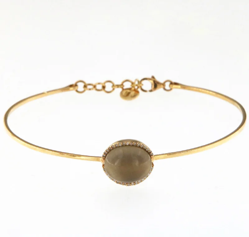 Last Chance To Grab Your Favorite Jewelry At A Discount Cabouchon 18K Rose Gold Bracelet w. Diamonds & Smokey Quartz