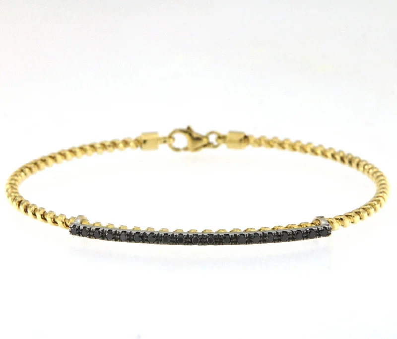 Shop Stylish Jewelry Now And Save Big Tubogas 18K Gold Bracelet w. Black Diamonds