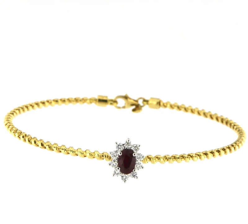 Trending Jewelry Styles Now At Limited-Time Discounts Tubogas 18K Gold Bracelet w. Diamonds & Ruby