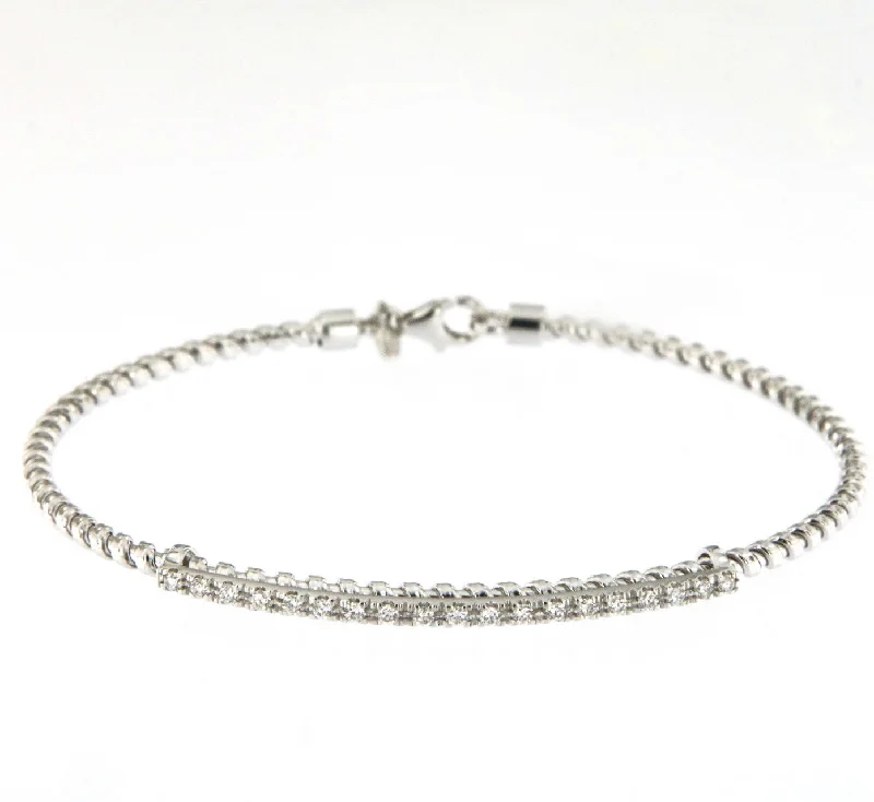 Handcrafted Jewelry Sale – Unique Designs At Low Prices Tubogas Bar 18K White Gold Bracelet w. Diamonds