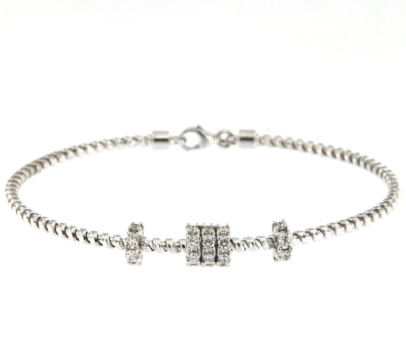 Exclusive Jewelry Offers – Shine For Less Tubogas Circle 18K White Gold Bracelet w. Diamonds