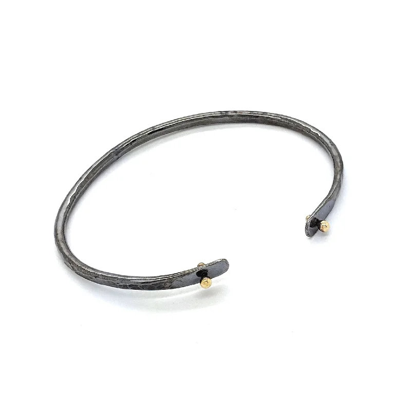 Trendy Minimalist Jewelry For Everyday Wear Hammered Cuff with 14K Pegs (B332KOX)