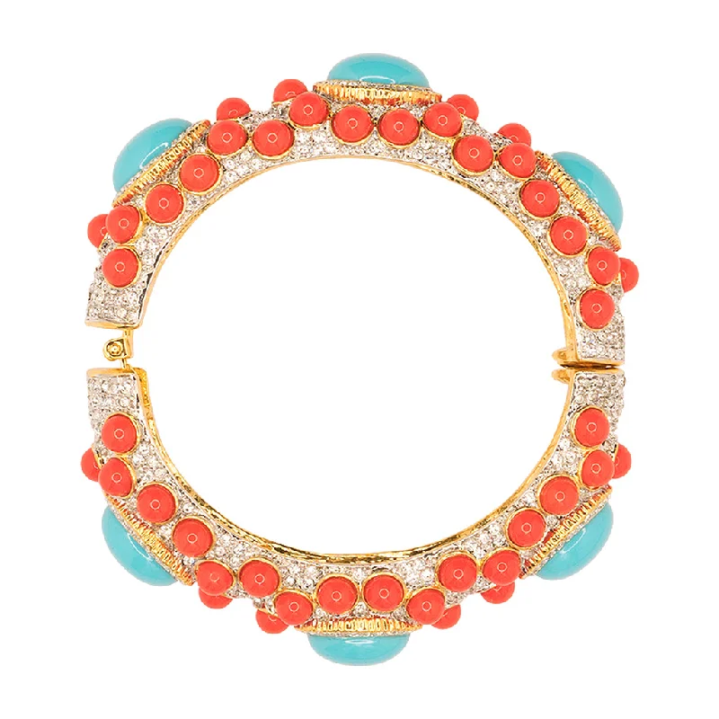 Fashion-Forward Jewelry At Incredible Prices Coral And Turquoise Cabochon Bracelet