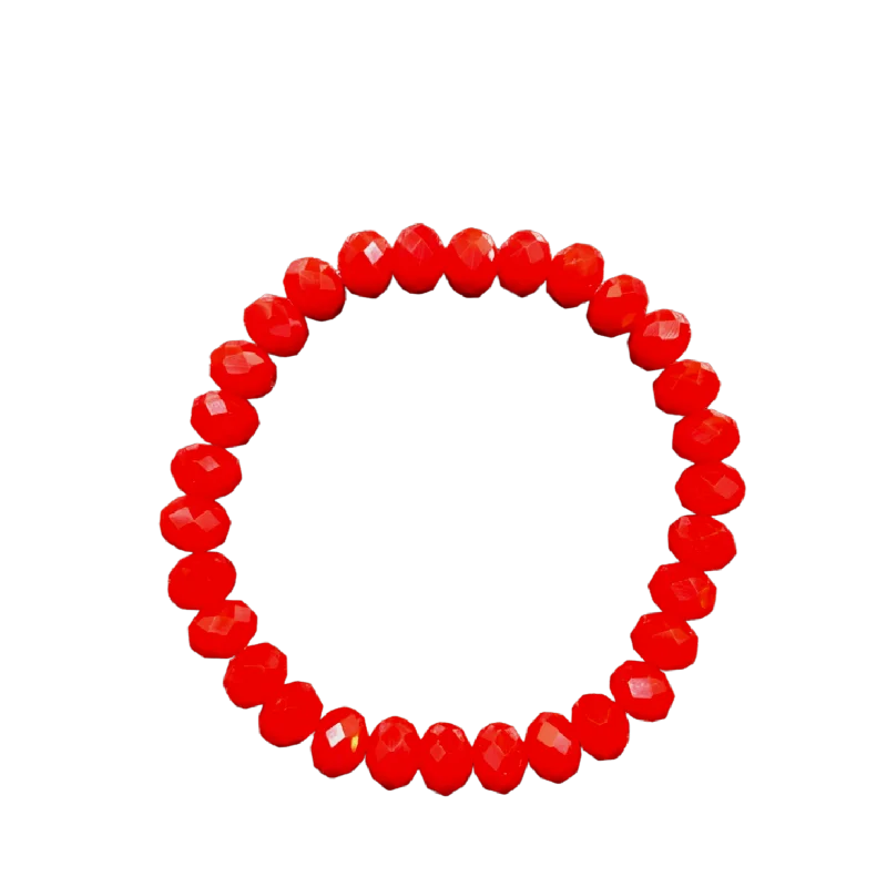 Geranium Faceted Rondelle 10mm Bracelet