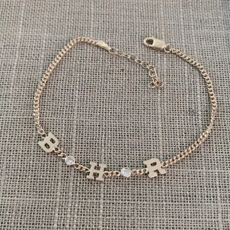 Cuban Initial Spacer Bracelet