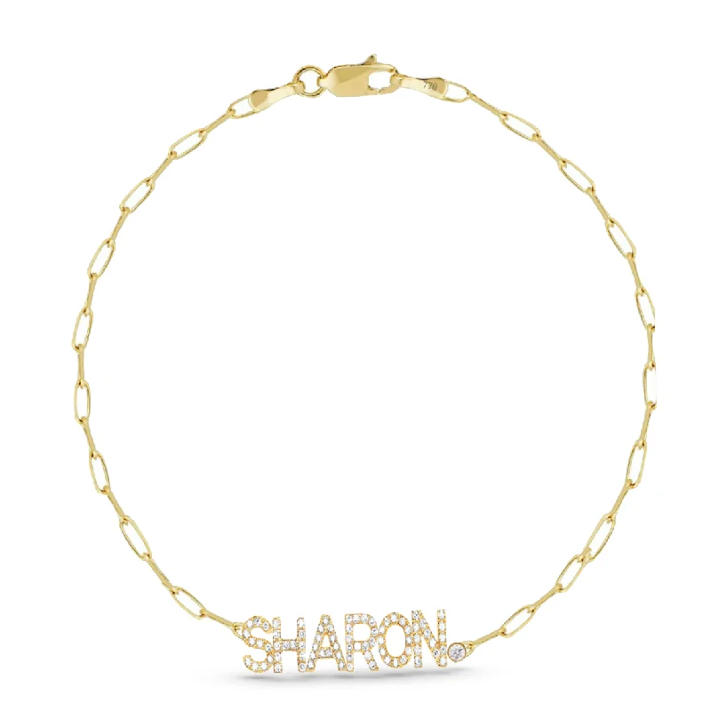 Your Dream Jewelry At Dream Prices Custom Diamond Name on Thin PaperClip Bracelet