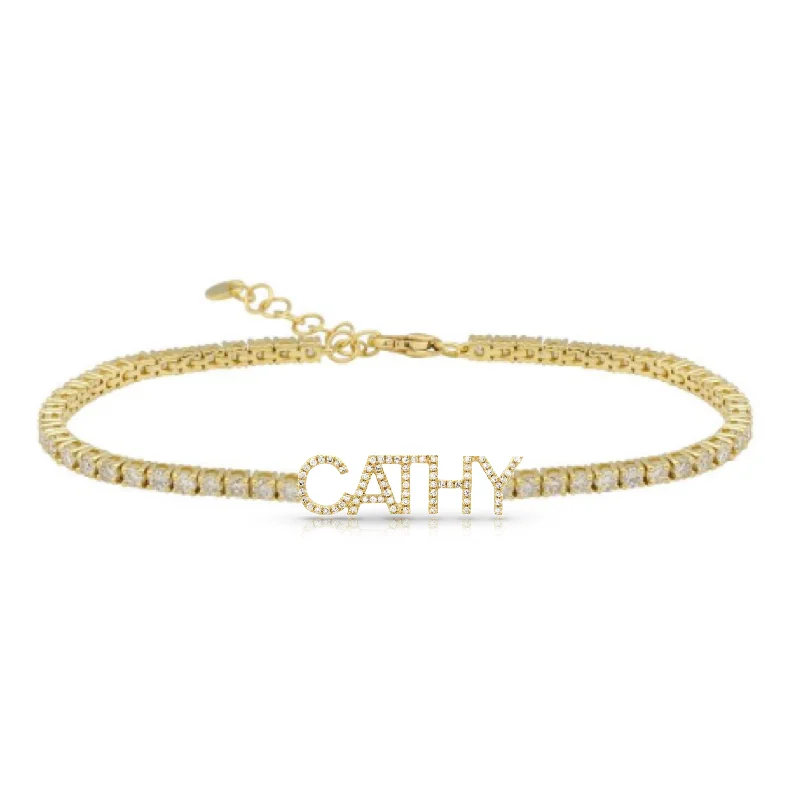 Unique Jewelry For Less – Shop The Sale Now Custom Everyday Diamond Name Tennis Bracelet with extenders Unique Jewelry For Less – Shop The Sale Now Custom Everyday Diamond Name Tennis Bracelet with extenders