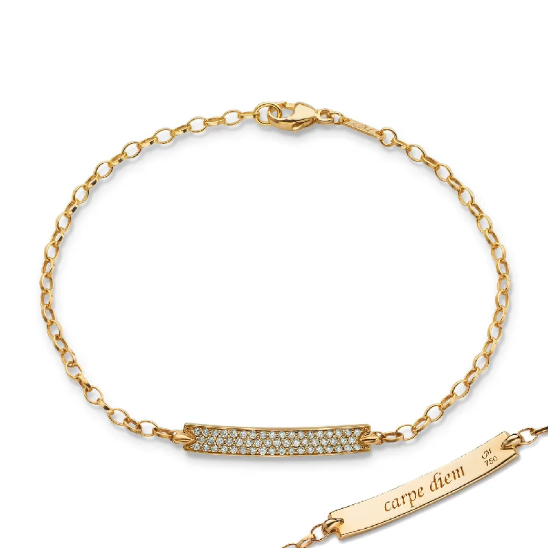 Elegant Jewelry, Exclusive Prices – Shop Now Diamond Pave "Carpe Diem" Petite Poesy 18K Yellow Gold Bracelet