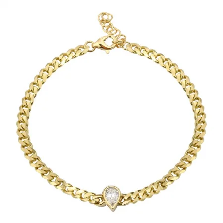 Sparkle On A Budget – Fine Jewelry For Less Diamond Pear Center Cuban Link Bracelet