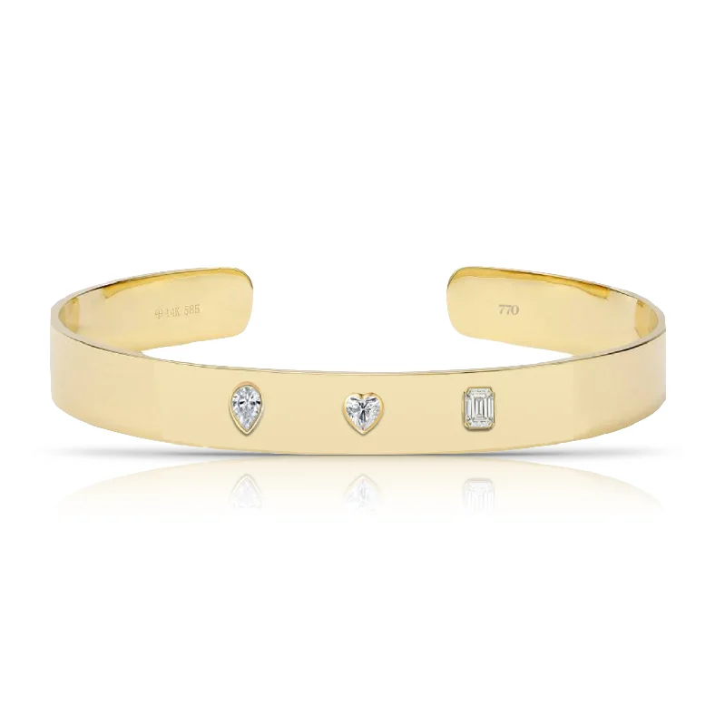 Don't Miss These Dazzling Jewelry Discounts Diamond Personalized Fancy Shape Cuff Bangle