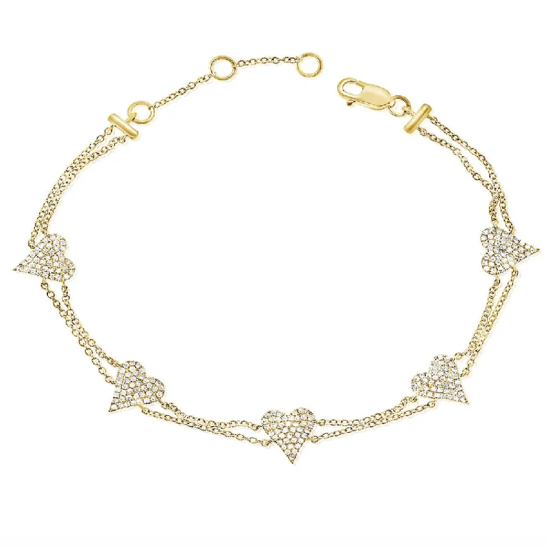 Everyday Jewelry Essentials Now On Sale Double Chain Pave Hearts Bracelet