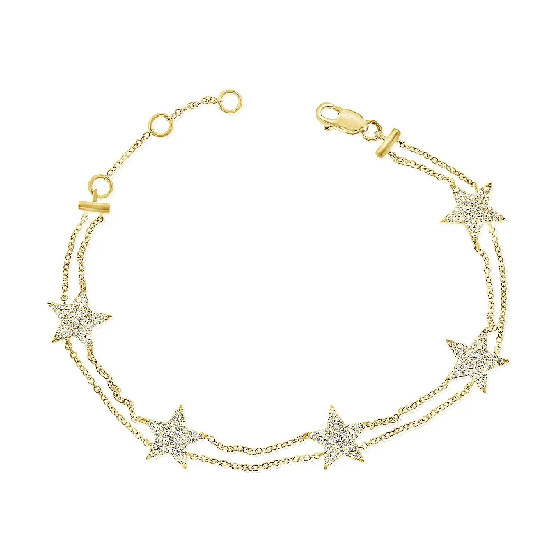 Elegant Rose Gold Jewelry For A Stylish Touch Double Chain Pave Stars Bracelet