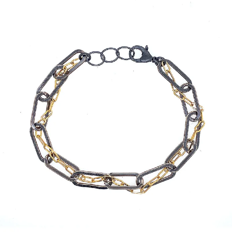 Dazzle In Elegance With Our Biggest Jewelry Sale Entwined Chain Thru Oval Link Chain Bracelet (B377)