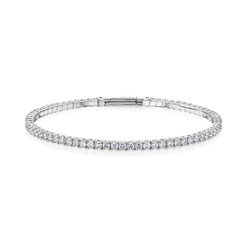 Versatile Layering Jewelry For Effortless Chic Flexible Diamond Eternity Bangle - White Gold