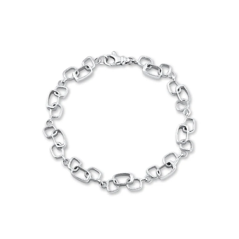 Luxury Handcrafted Jewelry For Elegant Looks Open Freeform Rectangle Link Bracelet