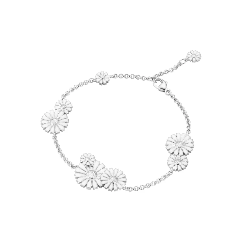 Your Perfect Accessory Now At The Best Price Daisy Layered Silver Bracelet w. White Enamel