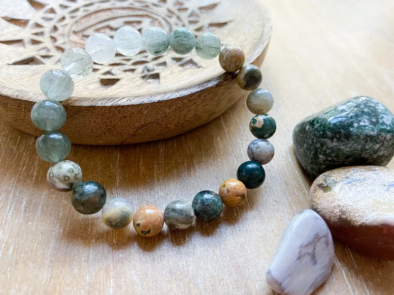 Luxury Handcrafted Jewelry For Elegant Looks Green Quartz & Ocean Jasper || Boho Style || Reiki Infused