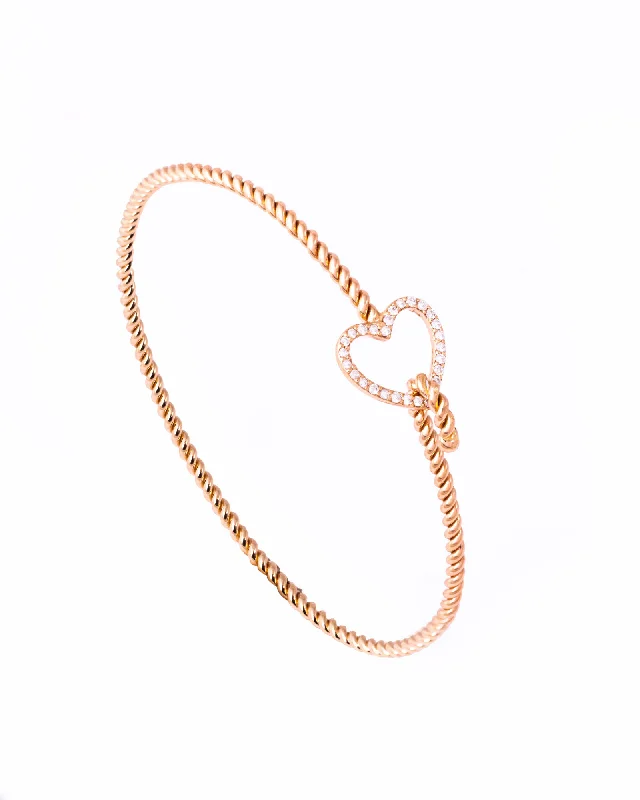 Stunning Statement Jewelry, Unbeatable Discounts Heart 18K Gold, Whitegold or Rosegold Bracelet w. Diamonds