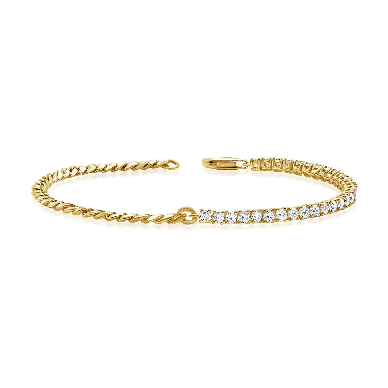 Bold And Beautiful Jewelry Now At Irresistible Prices Half Diamond Tennis Half Cuban Link Bracelet