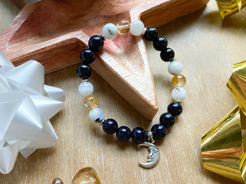 Customized Silver Jewelry For Unique Style Holiday Collection || Blue Sandstone, Citrine & Rainbow Moonstone || Reiki Infused