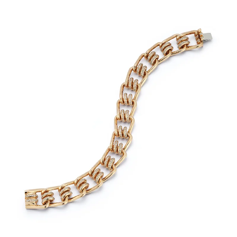 HUXLEY 18K GOLD AND DIAMOND COIL LINK BRACELET