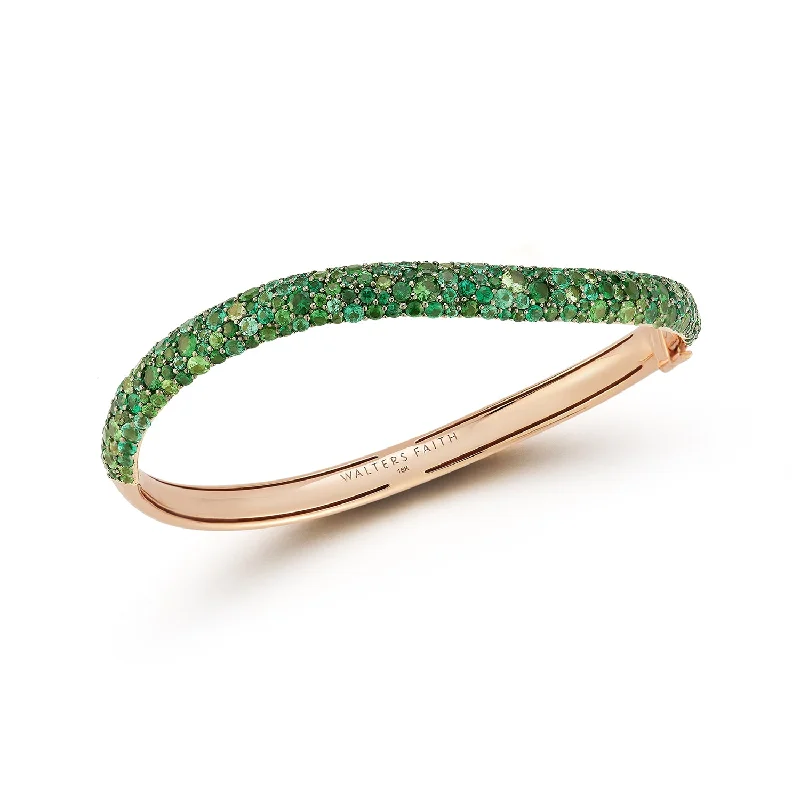 JULIAN 18K GOLD AND GREEN EMERALD WAVE BRACELET