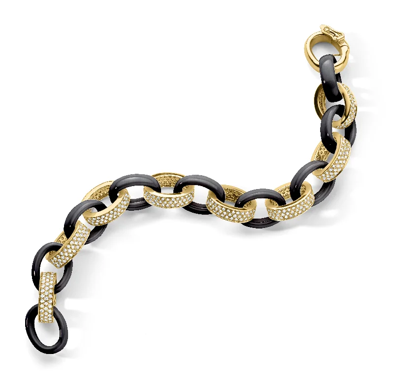 Unmissable Deals On Handmade Jewelry Collections Marilyn Black Ceramic and Pave Diamond Link Bracelet