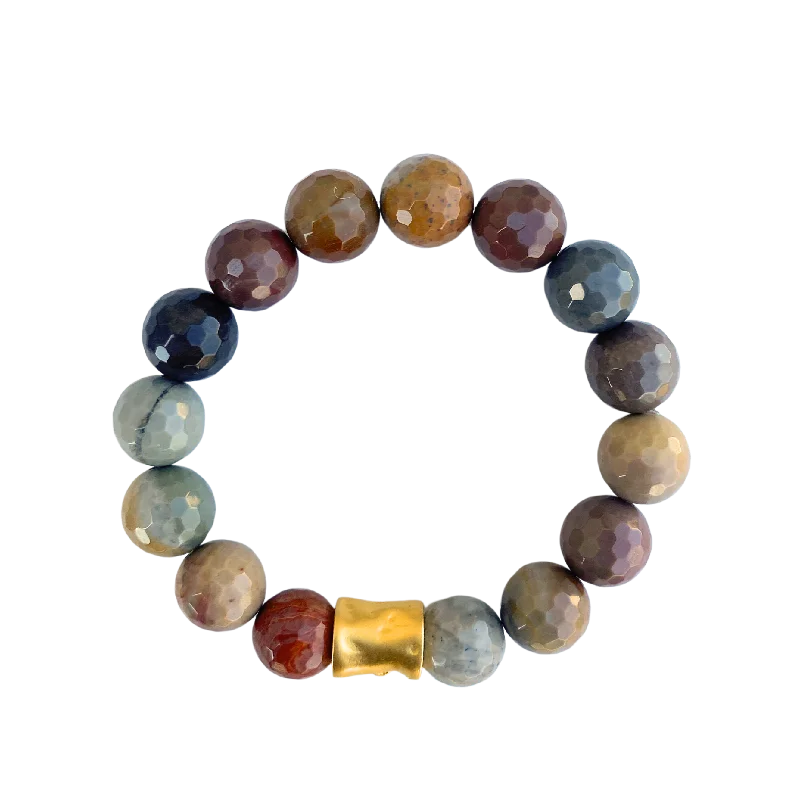 Unique Jewelry Designs Now At Discounted Rates Matte Gold Rowan Faceted Jasper 10mm