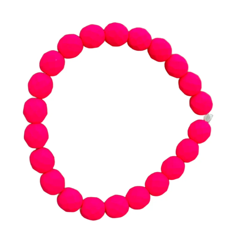 Handcrafted Beauty At Affordable Prices Matte Neon Pink Faceted 8mm Bracelet