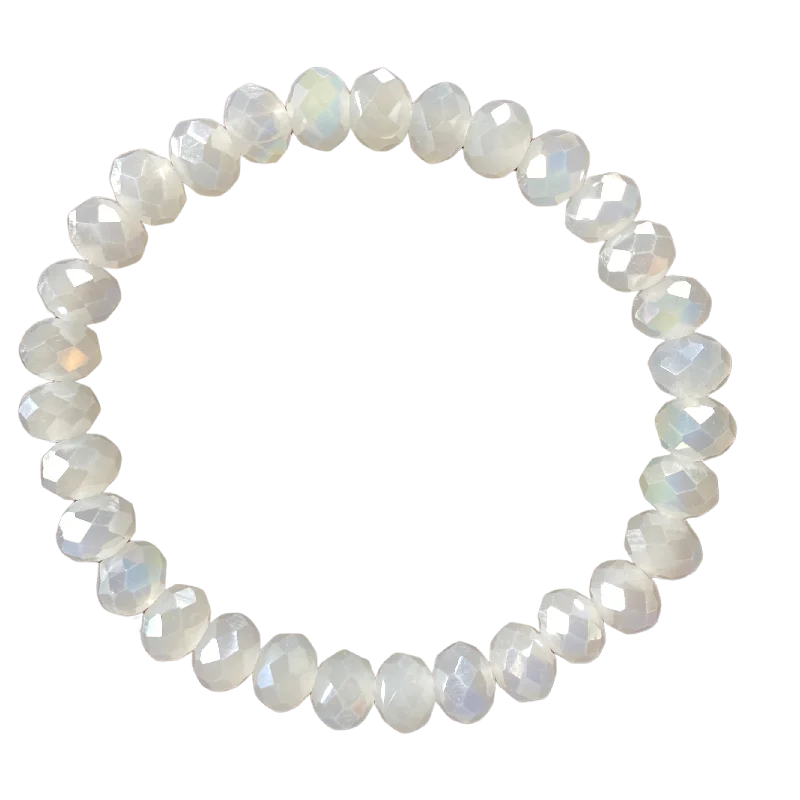 Milky Opal AB Faceted Rondelle 8mm Bracelet