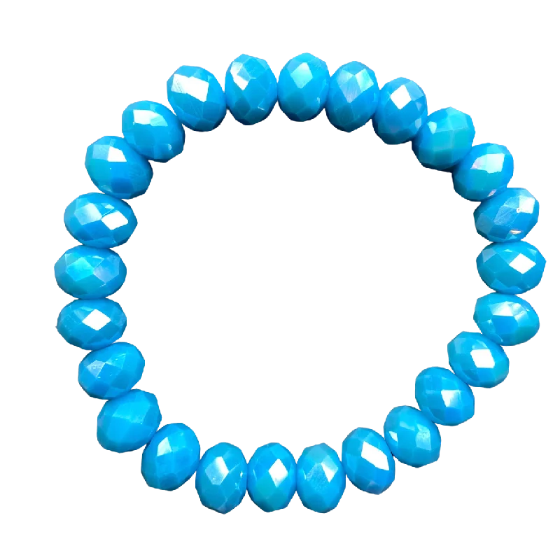 Grab Stylish Jewelry Before The Sale Ends Lagoon Blue AB Faceted Rondelle 10mm Bracelet