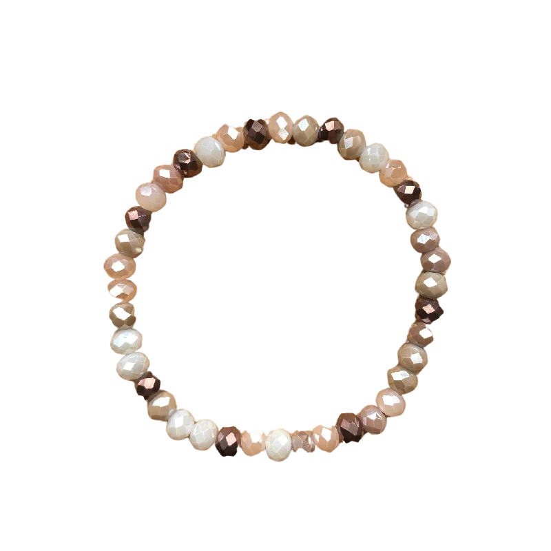 Customized Silver Jewelry For Unique Style Mocha Mix Faceted Rondelle 6mm Bracelet