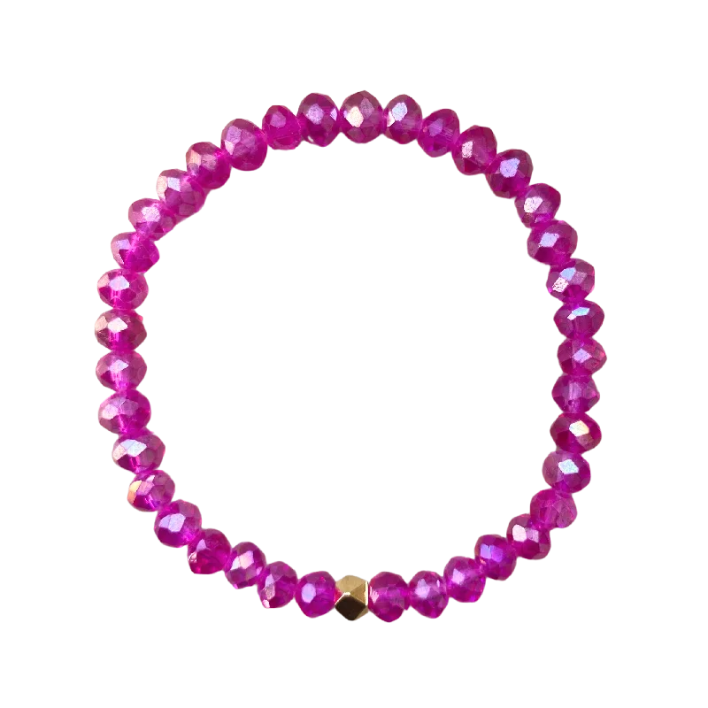 Affordable Luxury Jewelry For Every Occasion Fuschia 5 AB Faceted Rondelle 6mm Bracelet