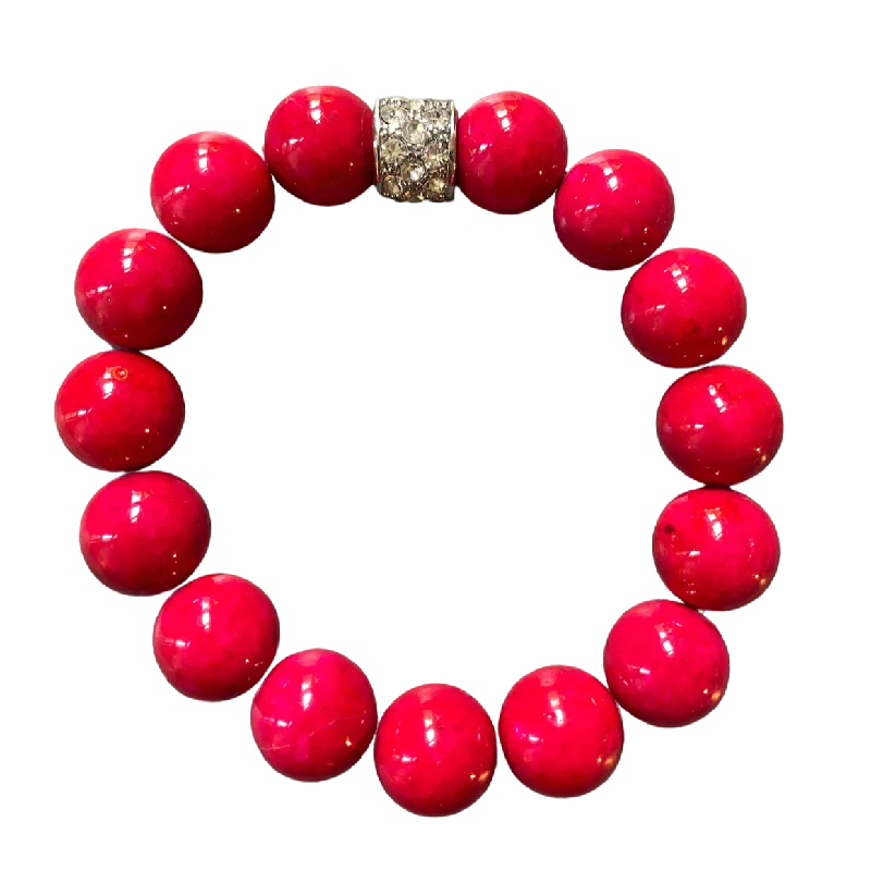 Jewelry Deals That Outshine The Rest Pave Barrel Silver Fuschia Riverstone 12mm Bracelet