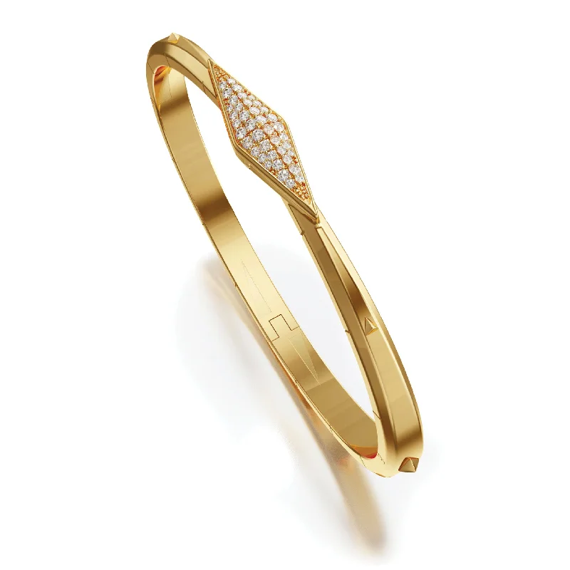 Trending Jewelry Now Available At Exclusive Prices “Points North” 18K Yellow Gold Cuff with Pavé Diamond Clasp