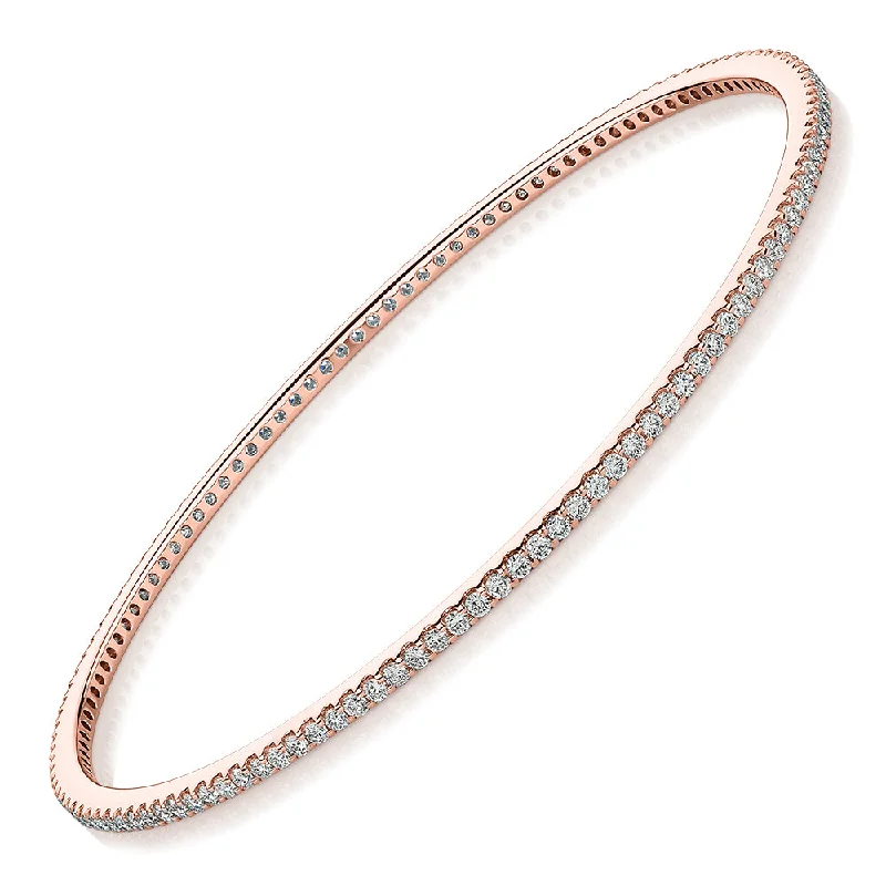 Chic And Stylish Jewelry At Exclusive Prices Premium Laboratory Created Diamond, 2 carat TW round brilliant bangle in 10 carat rose gold