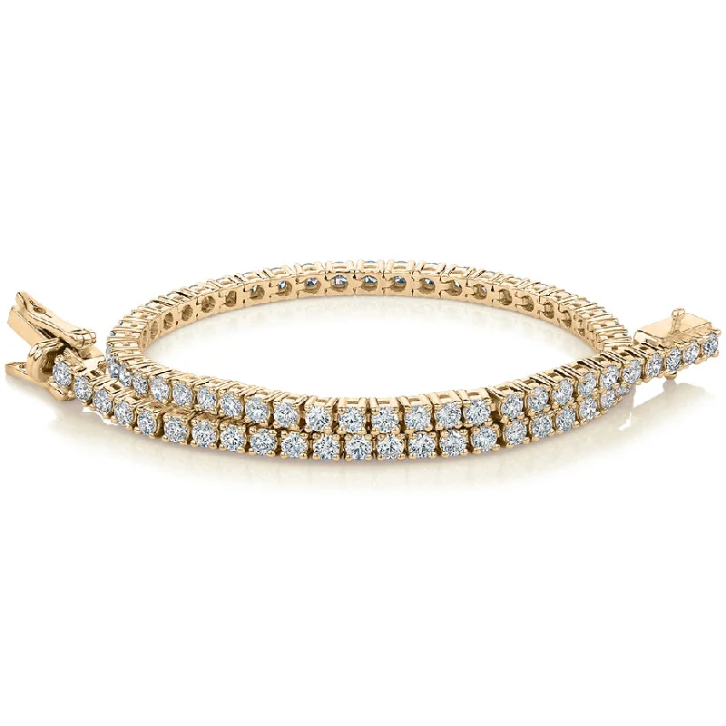 Best Jewelry Deals – Shop Premium Pieces At Great Prices Premium Laboratory Created Diamond, 3 carat TW round brilliant tennis bracelet in 10 carat yellow gold