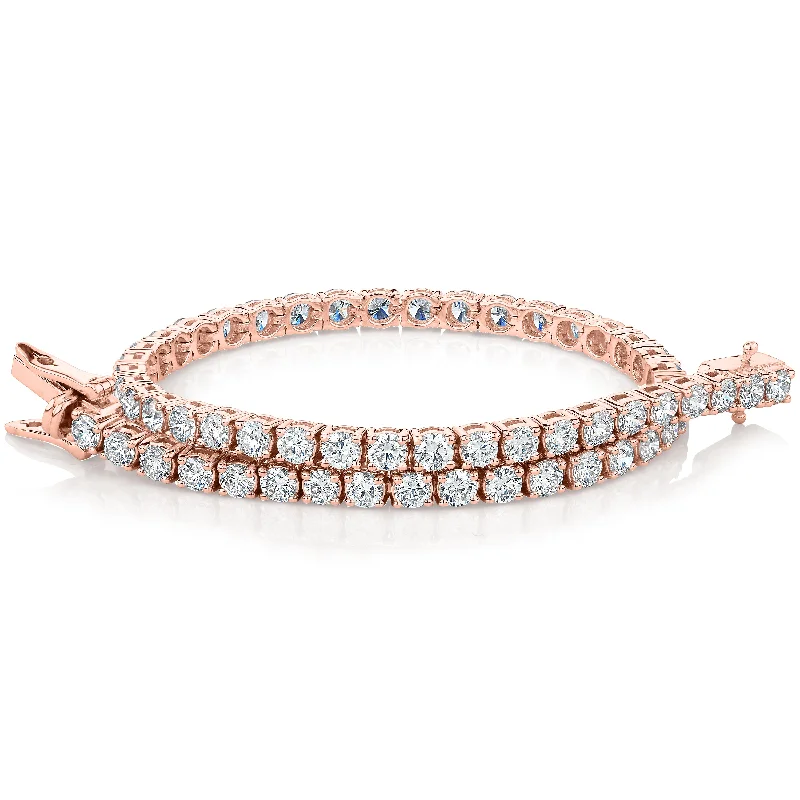 Elegant Jewelry Styles At Budget-Friendly Prices Premium Laboratory Created Diamond, 5 carat TW round brilliant tennis bracelet in 10 carat rose gold